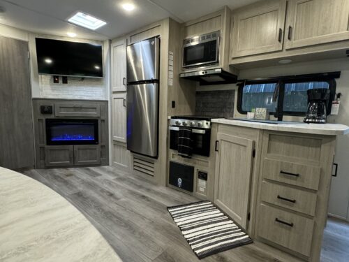 Living area and kitchen